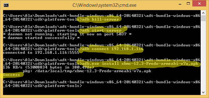 Commands in the Console